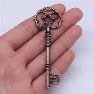 Antiker bronzener Skelettschlüssel-Anhänger für die DIY-Schmuckherstellung 82x31mm