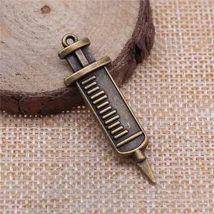 Vintage-Bronze-Spritzen-Anhänger für DIY handgefertigten Schmuck 13x43mm 2,7g Stück