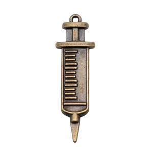 Antik-Bronze Spritze Anhänger für DIY Schmuckherstellung Zubehör Basteln 13x43mm