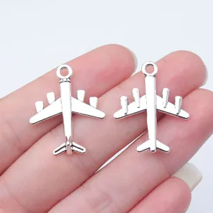 Colgante de Aleación en Forma de Avión Amuletos de Avión Galvanizados para Hacer Joyas DIY Accesorios de Collar y Pulsera