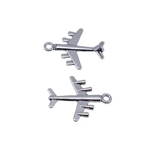 Colgantes de avión de plata de 27x21mm para la fabricación de joyas y manualidades de bricolaje