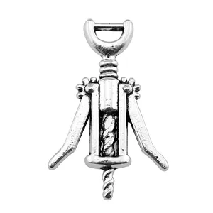 Pendentif décapsuleur de vin argent antique pour création de bijoux DIY et artisanat