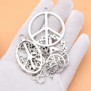 Set van 18 antieke zilveren vredesteken bedeltjes voor DIY sieraden maken accessoires