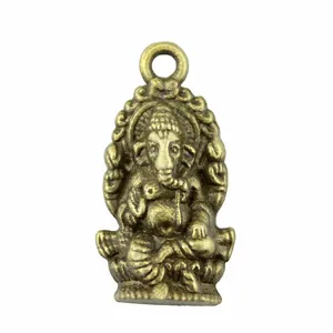 Vintage χάλκινο μενταγιόν Ganesha για χειροποίητα κοσμήματα 26x14mm μέγεθος αξεσουάρ