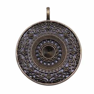 Antiker Bronze-Mandala-Blumenanhänger 68x56mm für individuelles DIY-Schmuckzubehör