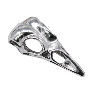 Detailed antique silver bird skull pendant for gothic jewelry DIY projects 31x25x10mm