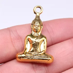 Gold plated Buddha statue pendant charm for DIY jewelry necklace accessories 35x23mm 10.8g