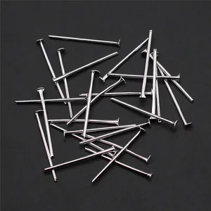 200pcs silver iron flat head pins for DIY jewelry making accessories on black background