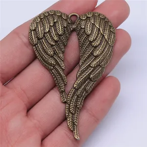 Antique bronze angel wings heart pendant for handmade jewelry making and DIY crafts