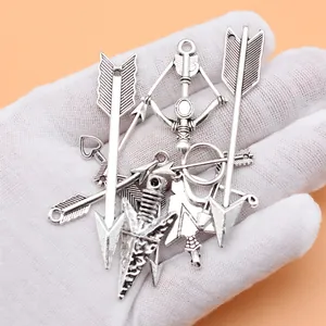 11pcs set of ancient silver bow and arrow charms for DIY jewelry making handicraft pendants