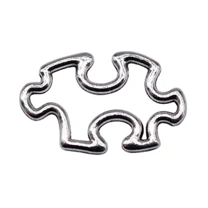 Antique silver puzzle piece pendant for DIY jewelry making, 24x15mm decorative charm