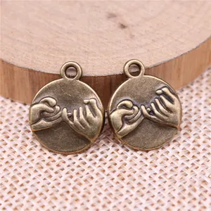 Antique bronze pinky swear pinky promise charm pendant for DIY jewelry making 14x17mm