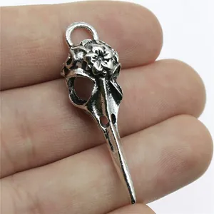 Gothic Retro Bird Skull Beak Alloy Pendant For DIY Jewelry Making Crafts Skull Bird Head Charms Accessory Antique Bronze Silver