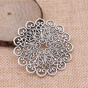 Grote 53mm antiek zilveren mandala bloem hanger voor DIY sieraden maken bedeltjes