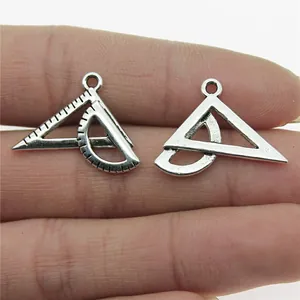 Vintage Antique Silver Alloy Ruler Protractor Charms For DIY Necklace Bracelet Jewelry Making Accessories Retro Tool Pendants