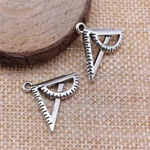Antique silver ruler protractor charms 18x24mm for vintage jewelry making DIY.
