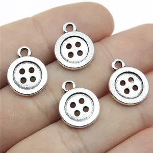 Antieke Legering Knop Vorm Hanger Charms Voor DIY Sieraden Maken Retro Vier Gats Knop Charms Voor Ketting Armband
