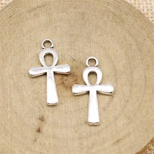 Pendentifs croix Ankh argentés pour création de bijoux DIY 22x13mm style