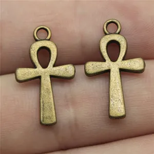 Breloques croix Ankh en bronze antique pour création de bijoux 22x13mm