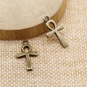 Breloques croix de vie Ankh en bronze antique pour création de bijoux DIY, pendentifs 22x13mm
