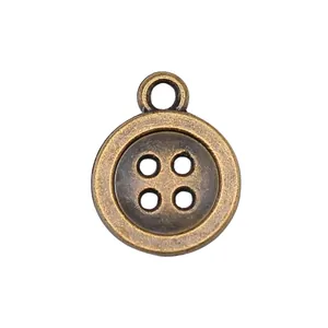 Antiek bronzen legering knoop bedeltje voor het maken van DIY sieraden, 16x12mm
