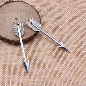 Vintage style 63mm silver arrow charms for jewelry making and DIY pendant projects