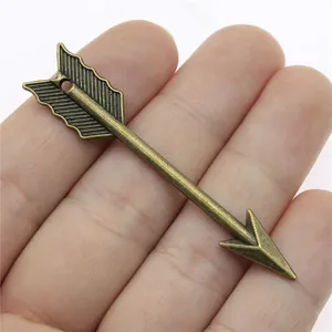 63mm vintage bronze arrow charm pendant with detailed engraving for DIY jewelry crafts