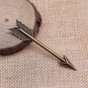 63mm vintage bronze arrow pendant charm for retro jewelry making and DIY craft projects