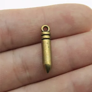 Vintage antique bronze bullet charm pendant for DIY jewelry making, 23x4mm size