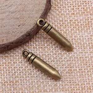 Antique bronze bullet shaped alloy pendants for DIY jewelry making and craft accessories