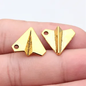 Colgante de avión de papel de metal oro antiguo para hacer joyería DIY