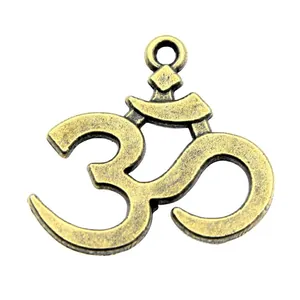 Antieke bronzen Om symbool hanger voor DIY yoga spirituele sieraden maken, 23x21mm