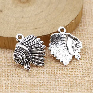 Vintage silver alloy chieftain head pendant charms for DIY jewelry making accessories
