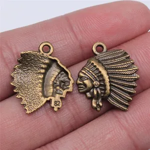 Vintage antique bronze chieftain head pendant for DIY jewelry making accessories