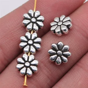 Vintage Metal Flower Spacer Beads Antique Silver Gold Bronze Floral Small Hole Loose Beads For DIY Jewelry Making Crafts