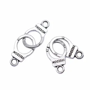 Vintage silver handcuff charms for DIY jewelry making accessories, 16x10mm size