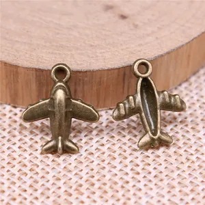 Colgantes de avión de bronce vintage 15x13mm, ideales para joyería DIY y manualidades