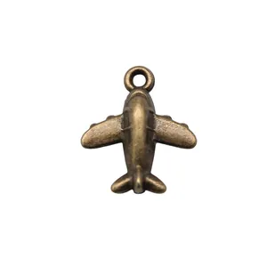 Colgante de avión de bronce vintage para hacer joyas de 15x13mm