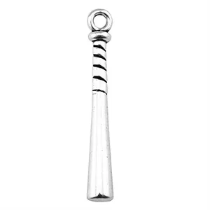 Colgante bate de béisbol plata antigua 35x5mm aleación para joyería deportiva DIY