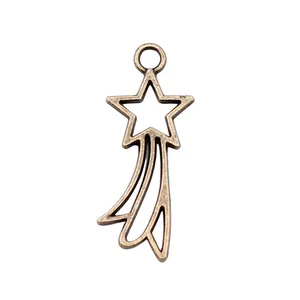 Antique bronze shooting star charm pendant for DIY jewelry making 30x12mm