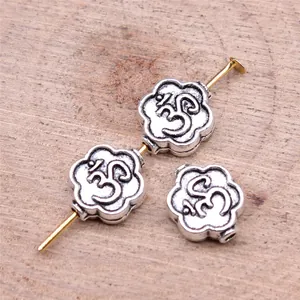 Antique silver finish OM flower beads 8x4mm for DIY jewelry making and handmade crafts