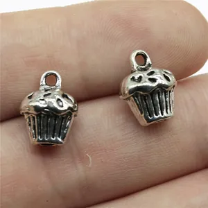 Vintage Legierung Cupcake Anhänger Für DIY Schmuckherstellung Antik Silber Bronze Metall Essen Kuchen Charms Zubehör Geschenk