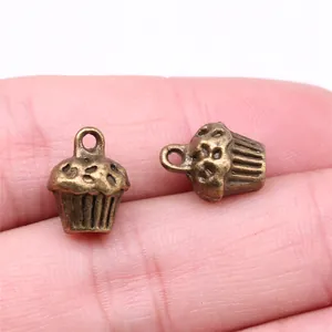 Vintage Bronze 3D Cupcake-Anhänger für DIY-Schmuckherstellung und Bastelprojekte