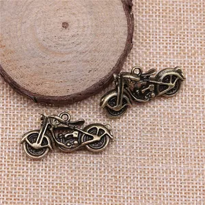 3D bronze motorcycle charms for DIY jewelry making, vintage style metal pendants