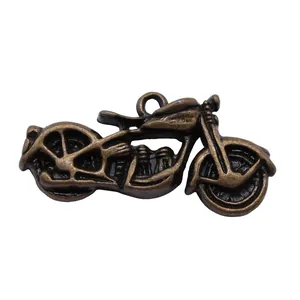 Vintage antique bronze 3D motorcycle charm pendant for DIY jewelry making crafts