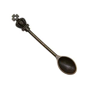 Vintage bronze crown spoon pendant alloy DIY accessory 56x11mm