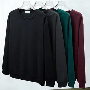 Men's Plus Size Minimalist Cotton Blend Sweatshirt Loose Fit Crewneck Solid Color Long Sleeve Pullover Top For Autumn