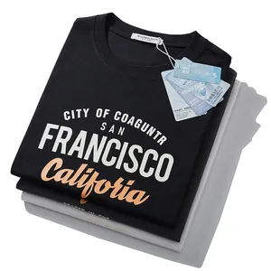 Heren Oversized T-Shirt Katoenmix Verlaagde Schouders Korte Mouw Top Letterprint San Francisco Casual Streetwear
