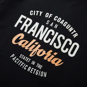 Casual heren T-shirt in grote maten in zwart met San Francisco California grafische print