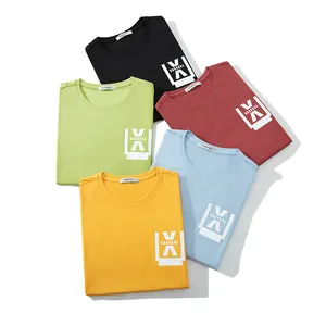 Oversized men's cotton T-shirts in five vibrant colors with white graphic print